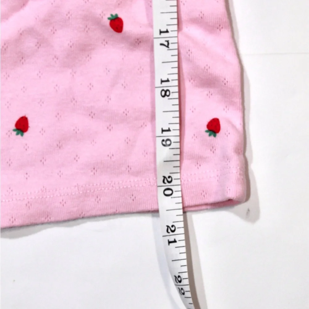 Mini Boden Pink Pointelle Strawberry Print Sleeveless Tank Top